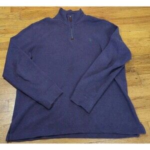Polo Ralph Lauren Men's Purple 1/4 Zip Pullover Sweater Sz L 100% Cotton Preppy